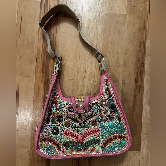 Vintage Girlhood Core Eclectic Boho fully Sequin Beaded Hobo Bag HP 🎉 🎉🥳 - Picture 5 of 17